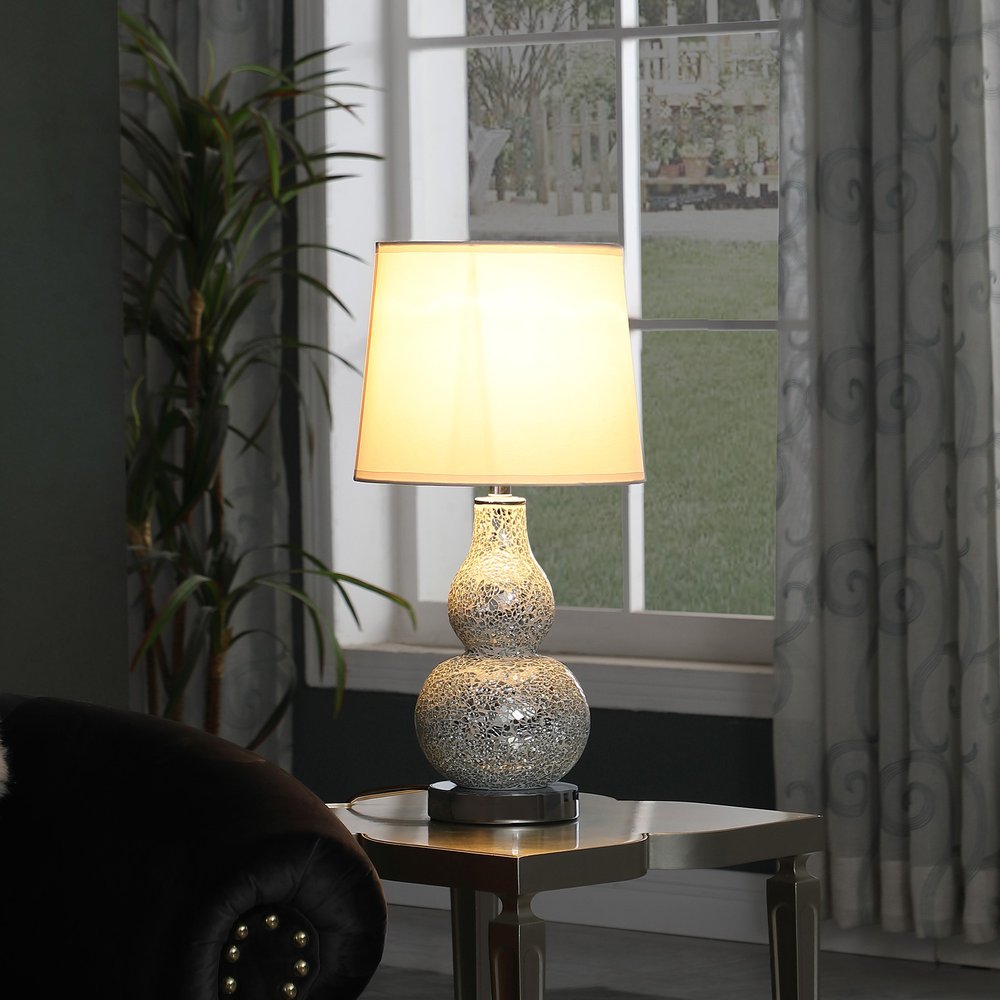 White Table Lamp with Globe Shade - Modern Minimalist Design