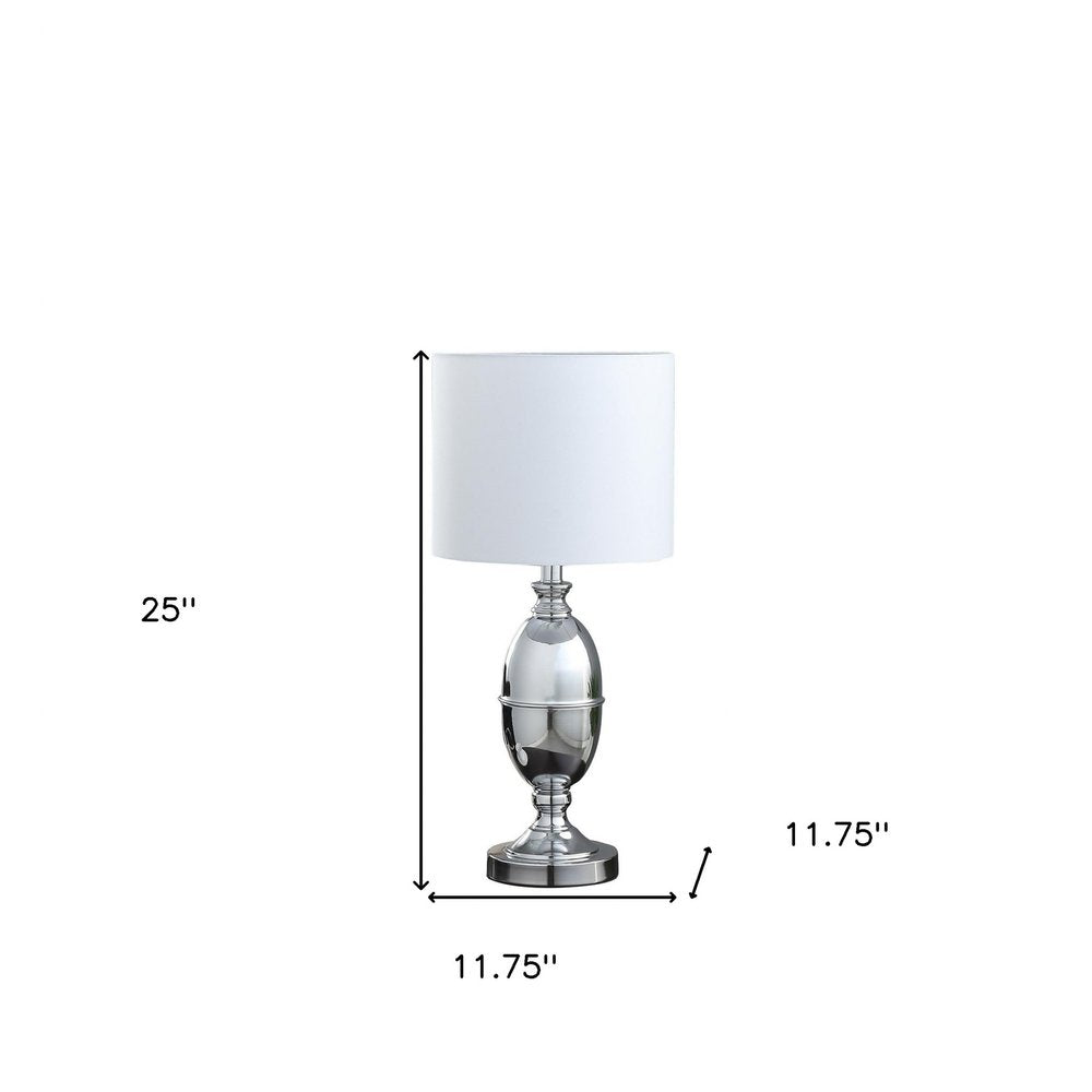 Silver Metal Urn Table Lamp with White Drum Shade