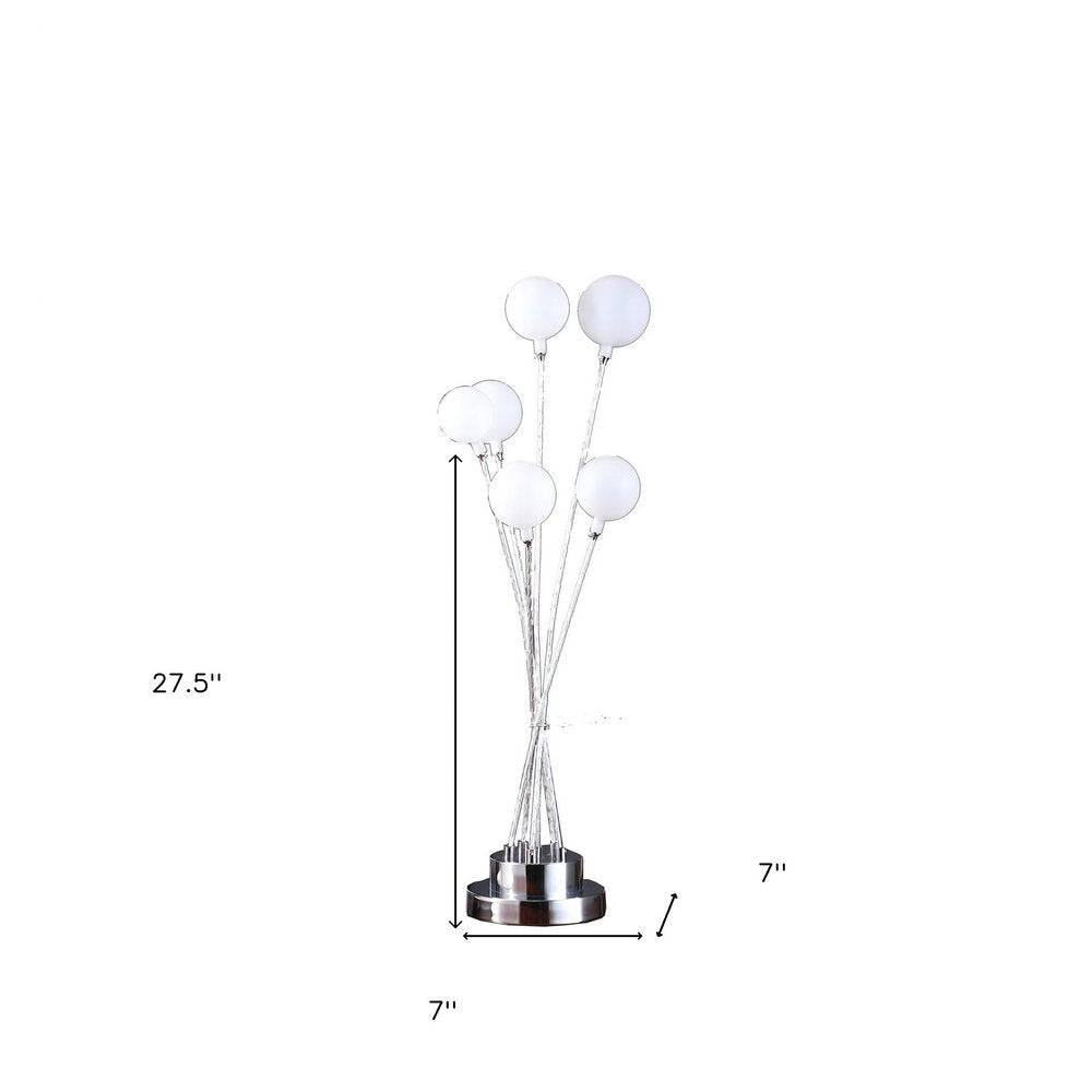 Silver Chrome Six-Light Globe Table Lamp - Modern Design