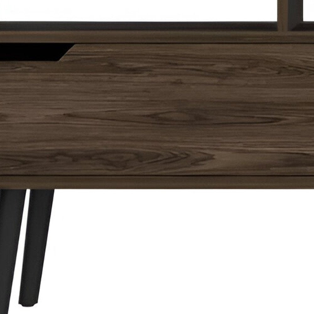 Dark Wood Media Console with Storage - Contemporary Elegance