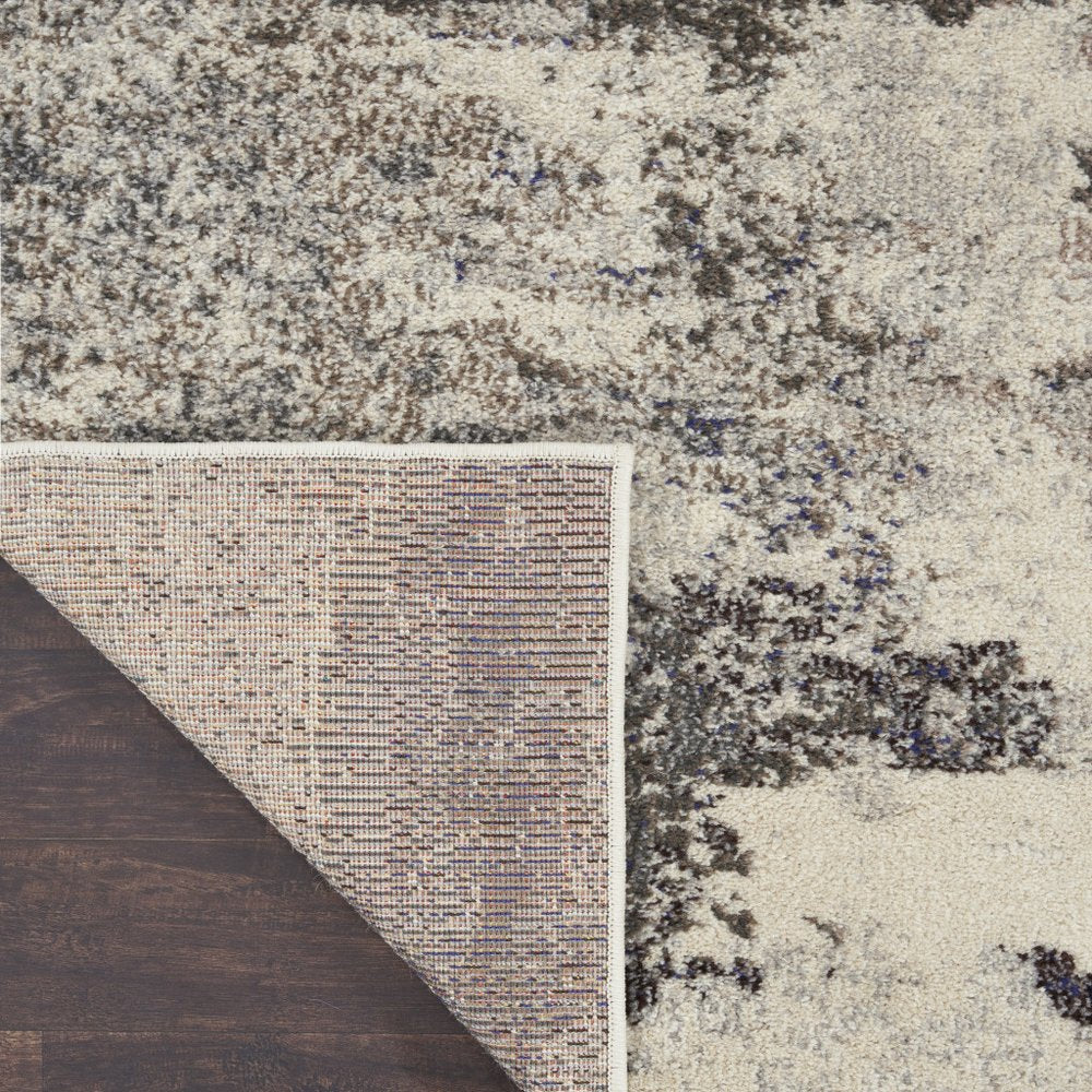 Ivory Gray Abstract Power Loom Non-Skid Area Rug - 5x7 | AUREMI