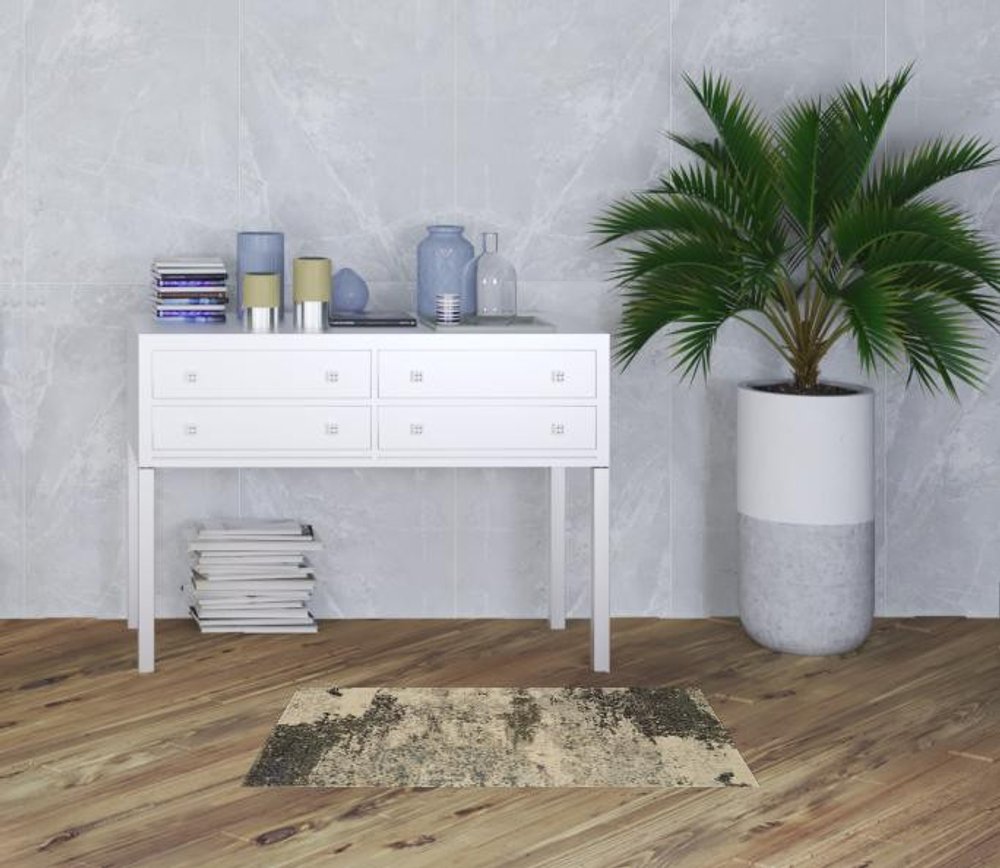 Ivory Gray Abstract Power Loom Non-Skid Area Rug - 5x7 | AUREMI