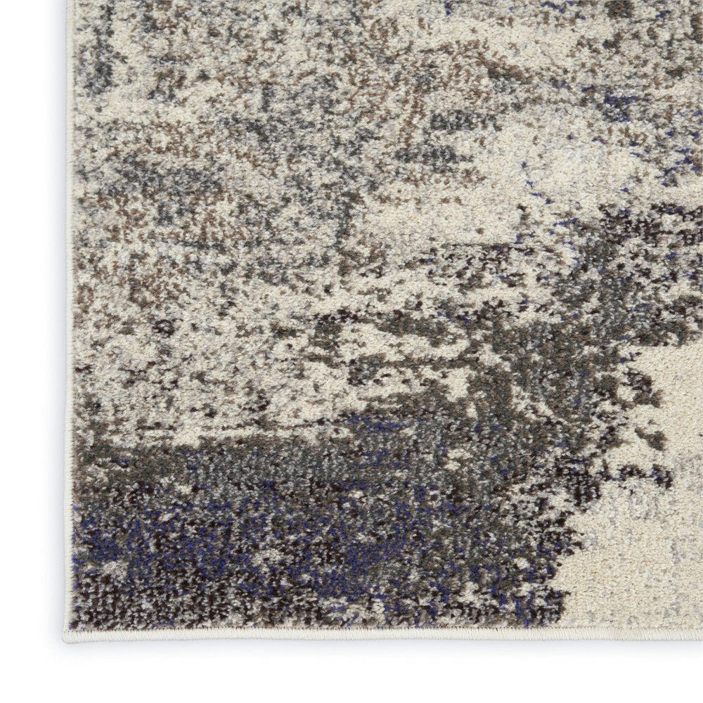 Ivory Gray Abstract Power Loom Non-Skid Area Rug - 5x7 | AUREMI