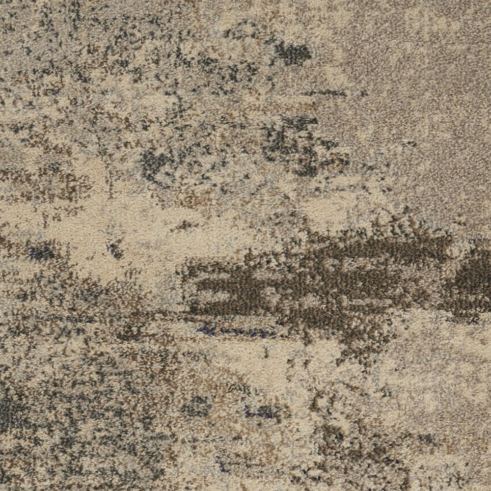 Ivory Gray Abstract Power Loom Non-Skid Area Rug - 5x7 | AUREMI