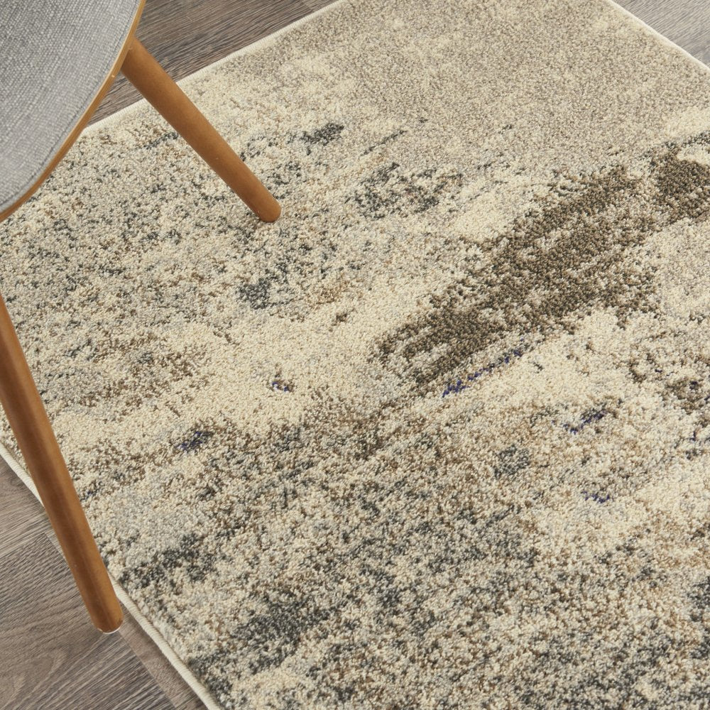 Ivory Gray Abstract Power Loom Non-Skid Area Rug - 5x7 | AUREMI