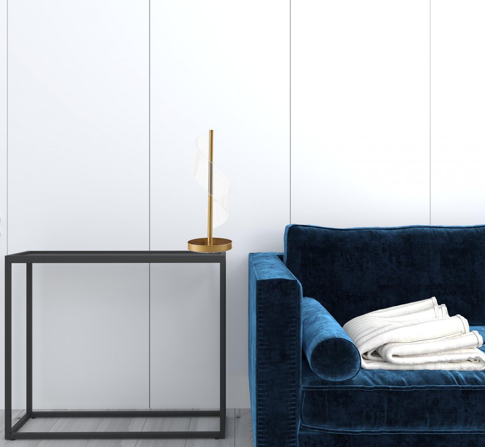 Gold Modern Swirl LED Table Lamp - Metal & Acrylic Design