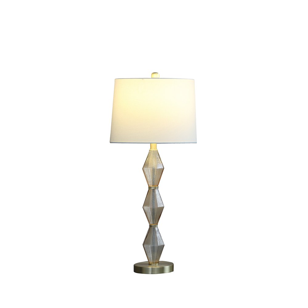 Brushed Gold Geometric Glass Table Lamp with Shade