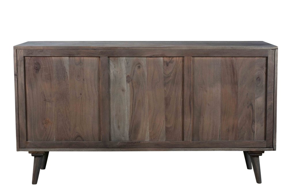 Wooden sideboard with a rustic finish on a white background