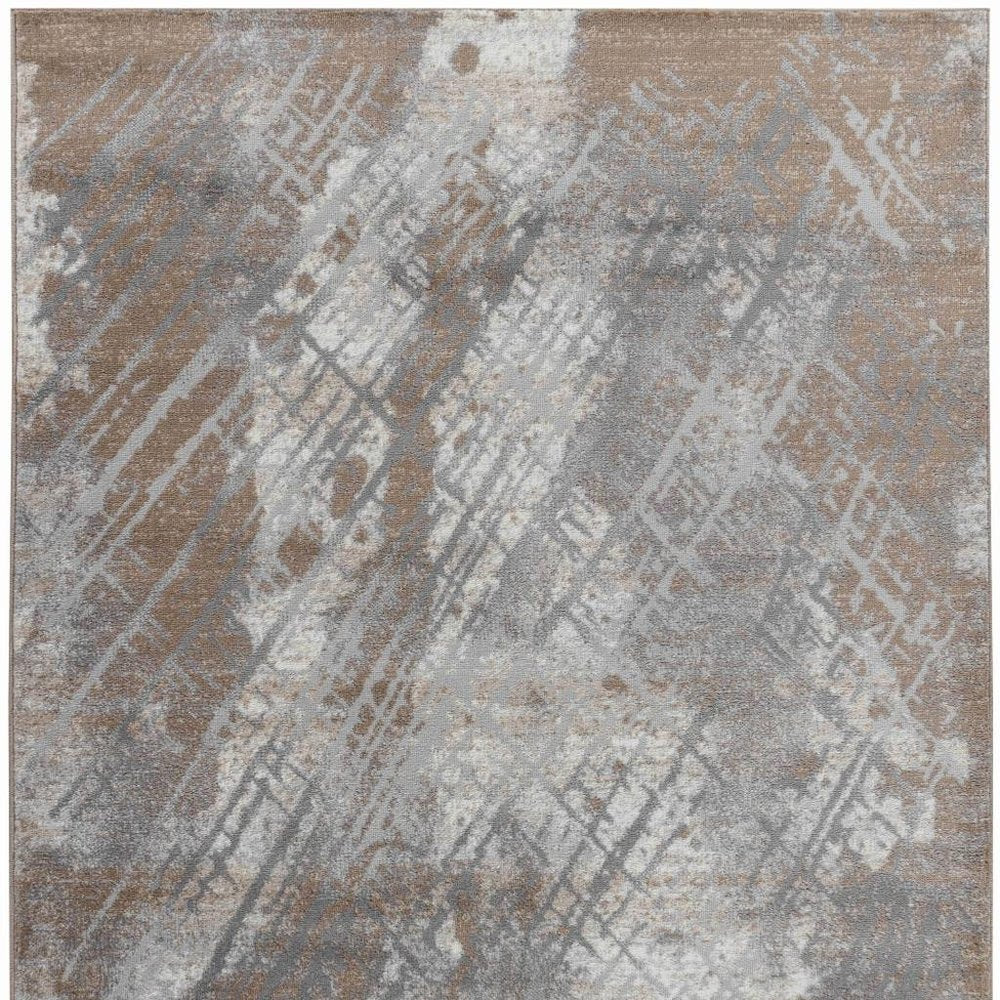 Brown Abstract Area Rug - Modern Minimalist 4x6