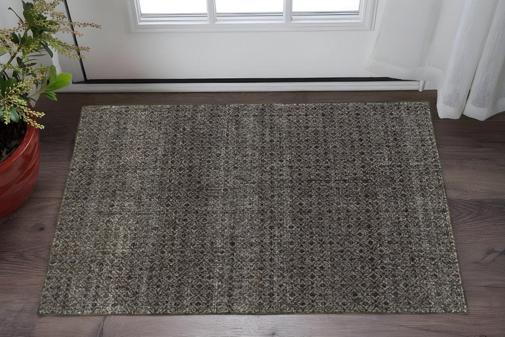 10' X 13' Gray Geometric Power Loom Area Rug