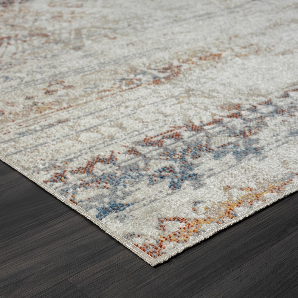 Ivory Tribal Distressed Washable Area Rug