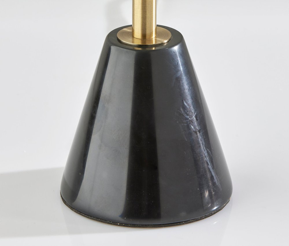 Black Marble & Gold Table Lamp with Beige Drum Shade