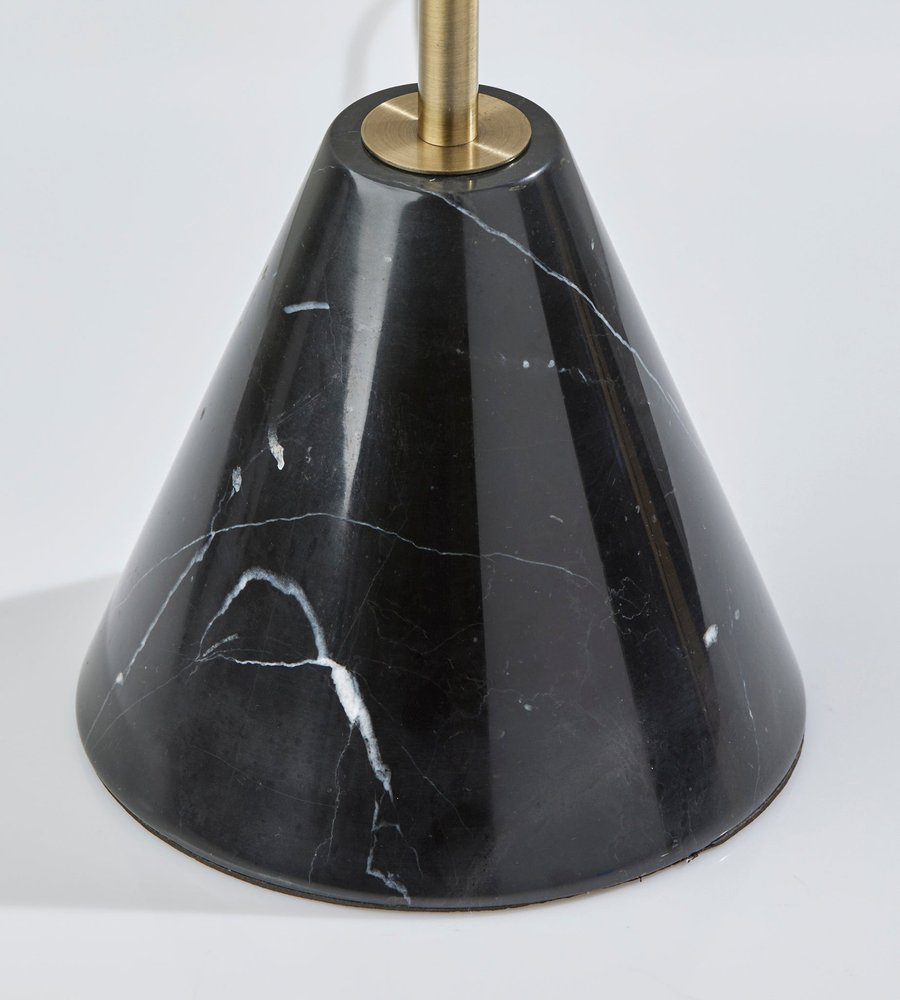 Black Marble & Gold Table Lamp with Beige Drum Shade