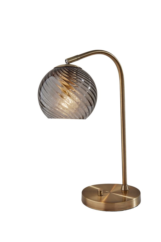 Antiqued Brass Table Lamp - Modern Desk Lamp with Globe Shade