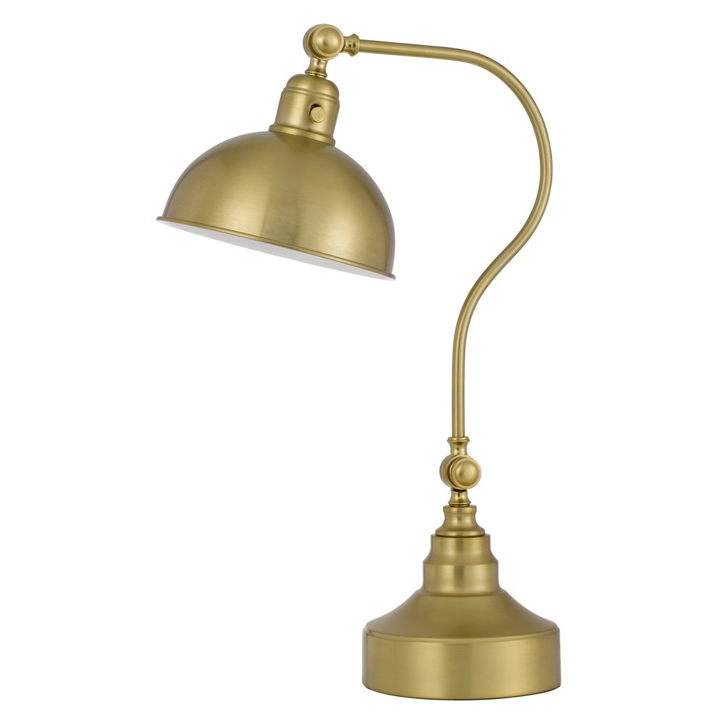 Antiqued Brass Lantern Desk Lamp - Vintage Industrial Design