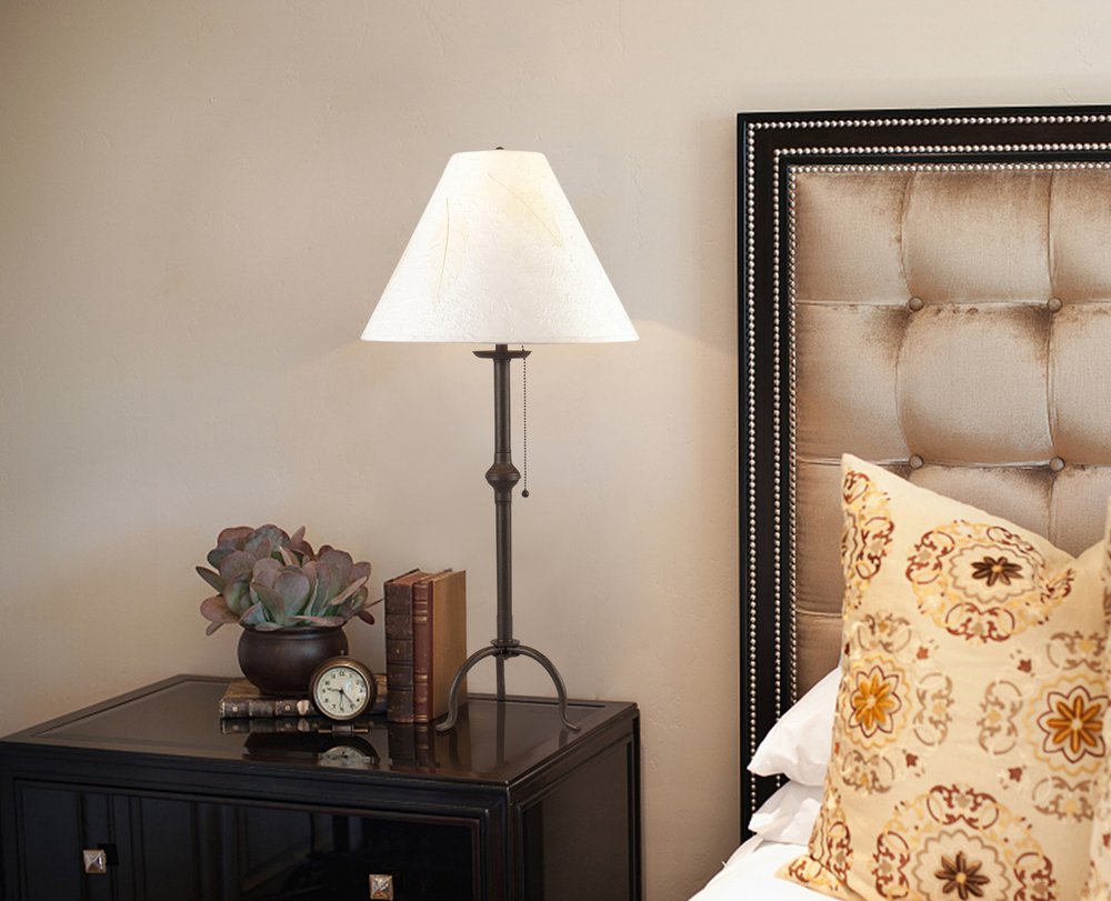 Black Metal Table Lamp With Off White Empire Shade