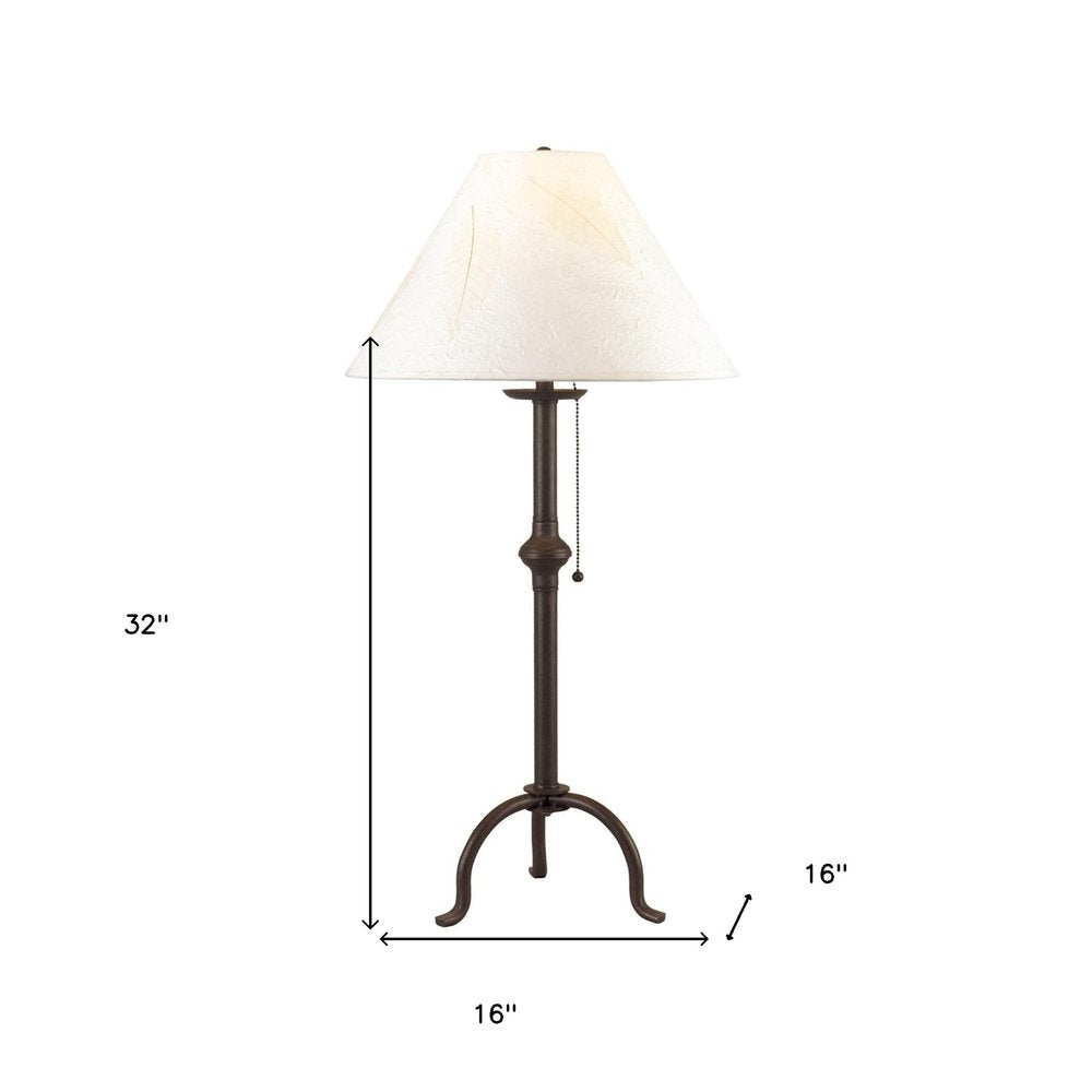 Black Metal Table Lamp With Off White Empire Shade