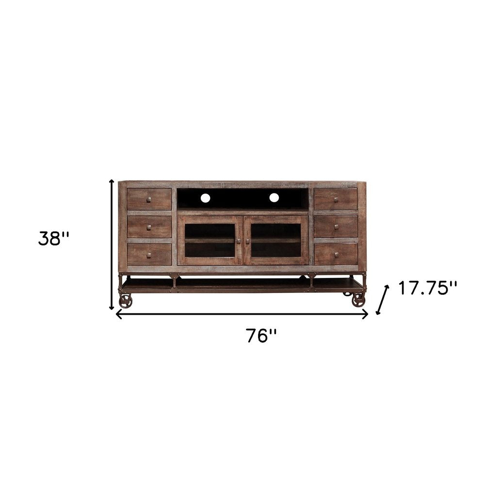AUREMI Brown Solid Wood TV Stand!!