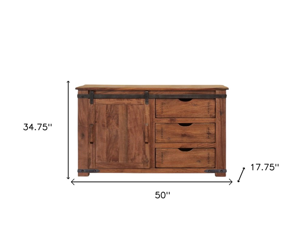 AUREMI Brown Solid Wood TV Stand