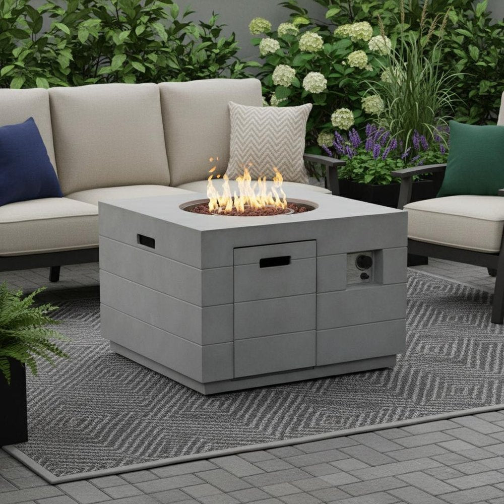 Gray Aluminum Natural Gas Fire Pit Table — 35"