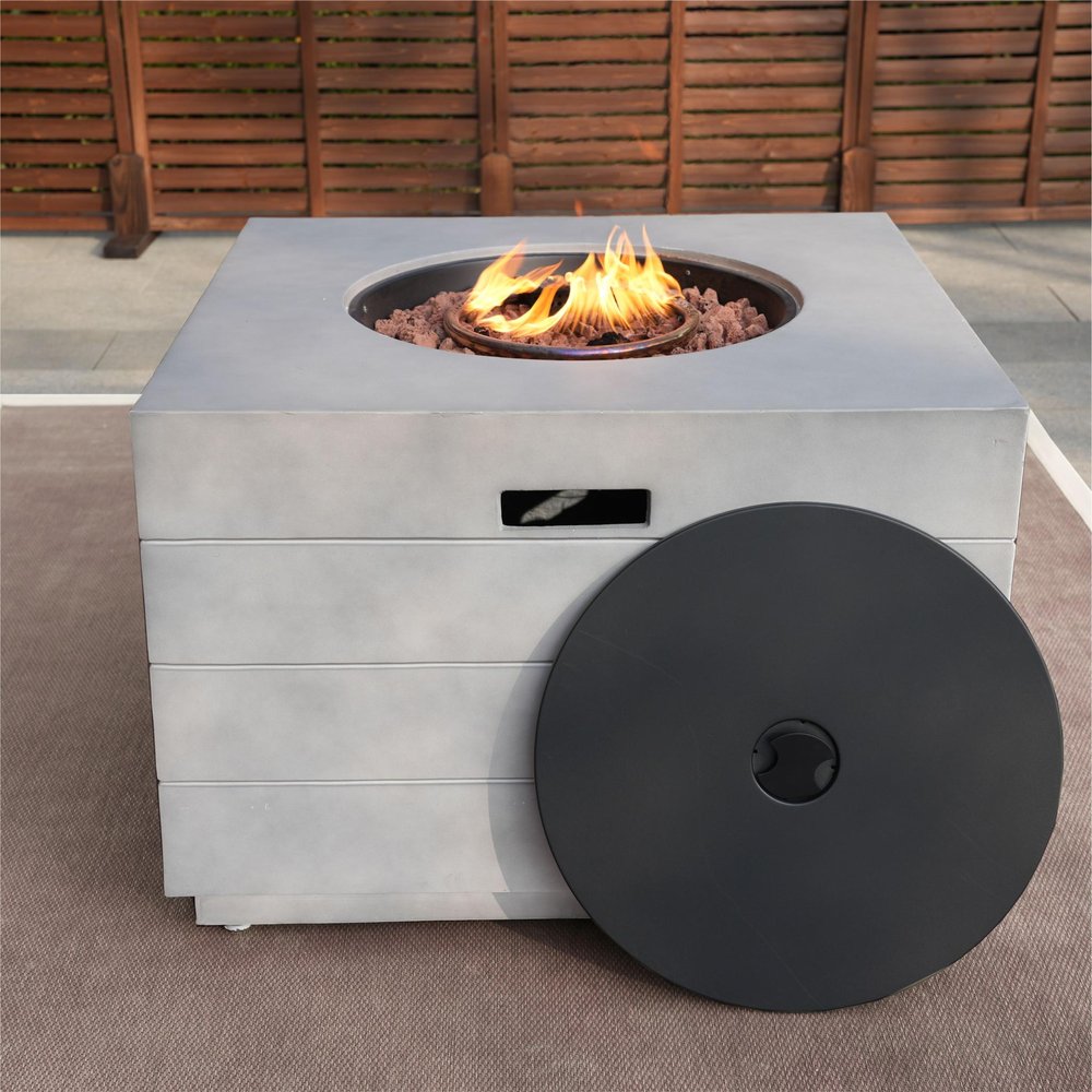 Gray Aluminum Natural Gas Fire Pit Table — 35"