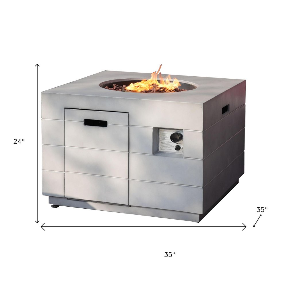 Gray Aluminum Natural Gas Fire Pit Table — 35"