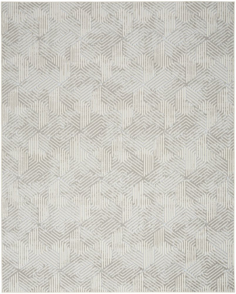 Gray Ivory Geometric Power Loom Area Rug - 5x7 Modern | AUREMI