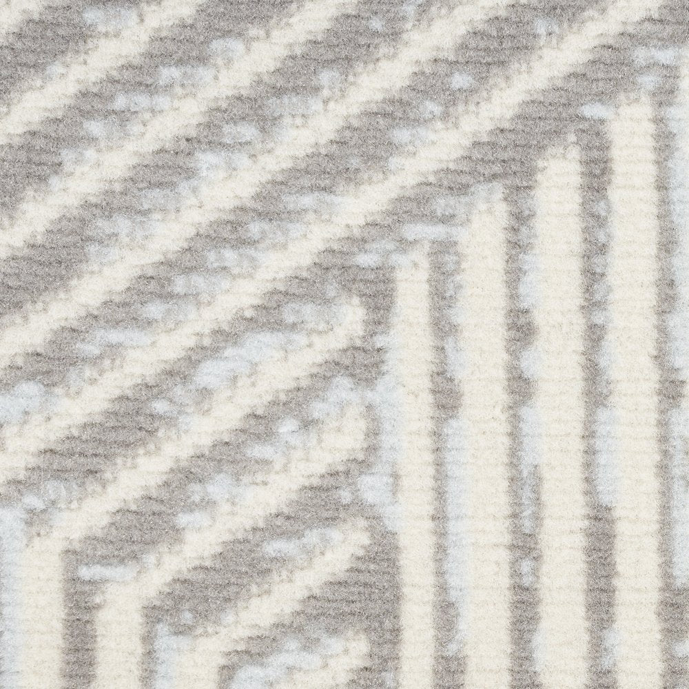 Gray Ivory Geometric Power Loom Area Rug - 5x7 Modern | AUREMI
