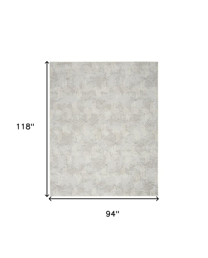 Gray Ivory Geometric Power Loom Area Rug - 5x7 Modern | AUREMI