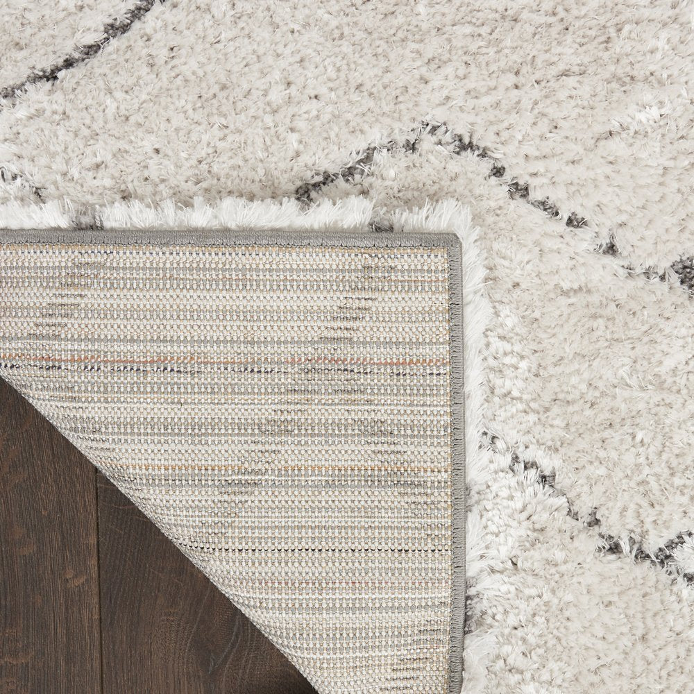 IVORY and GRAY Chevron Shag Area Rug