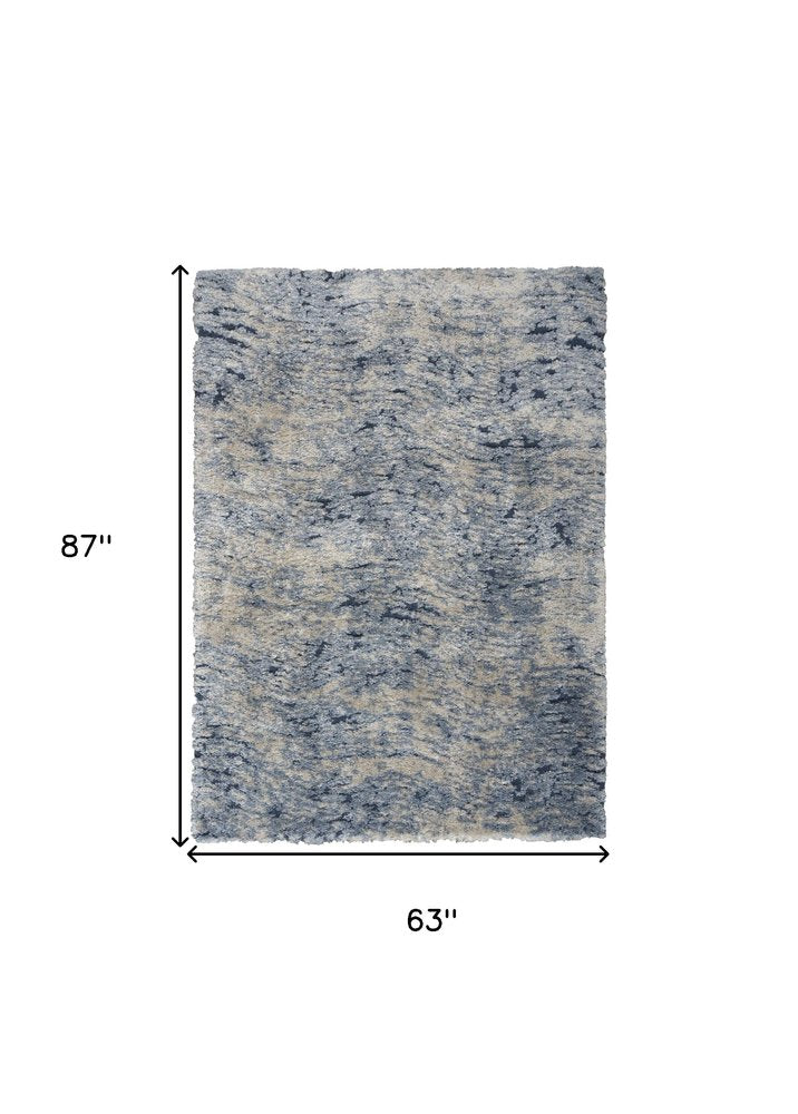 SKY Blue Abstract Shag Area Rug