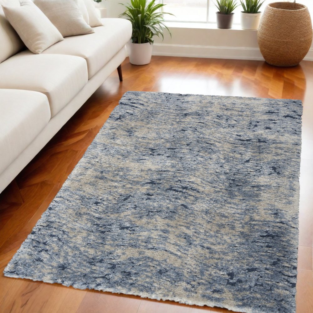SKY Blue Abstract Shag Area Rug