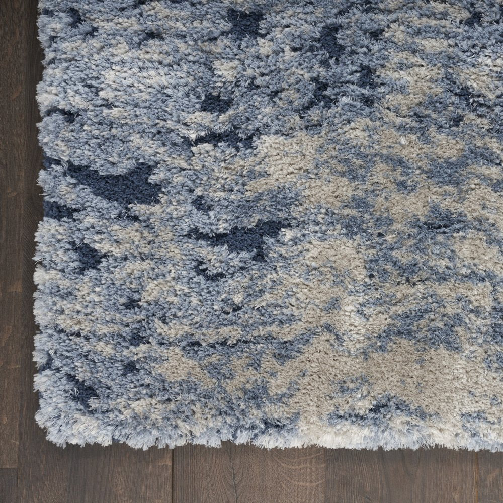 SKY Blue Abstract Shag Area Rug