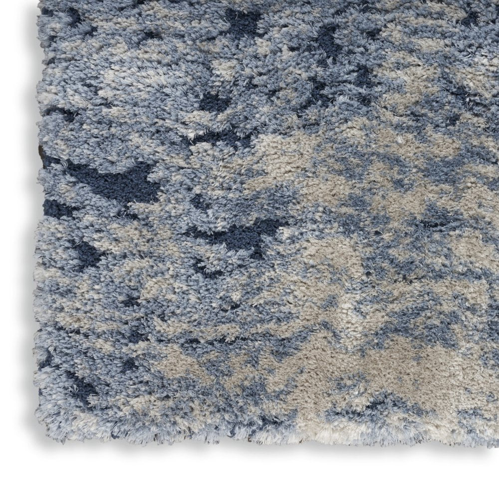 SKY Blue Abstract Shag Area Rug