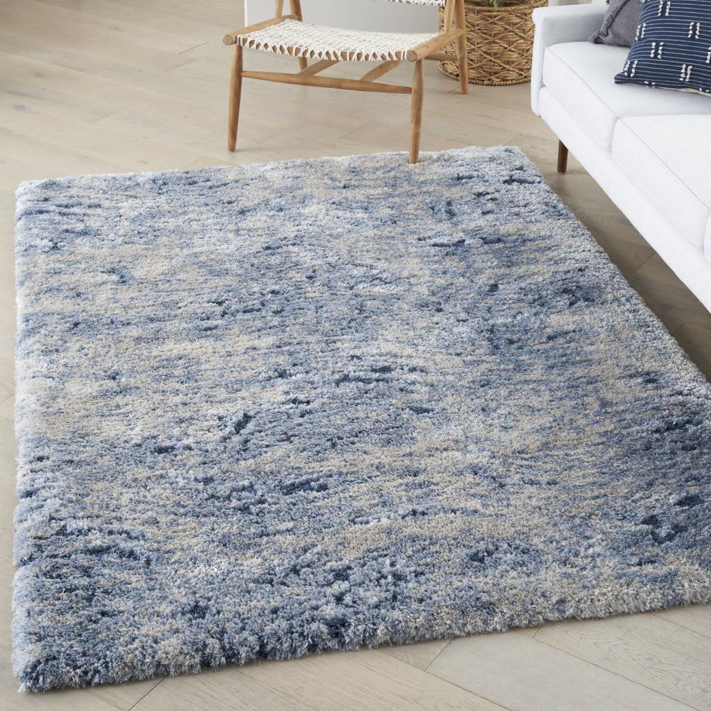 SKY Blue Abstract Shag Area Rug