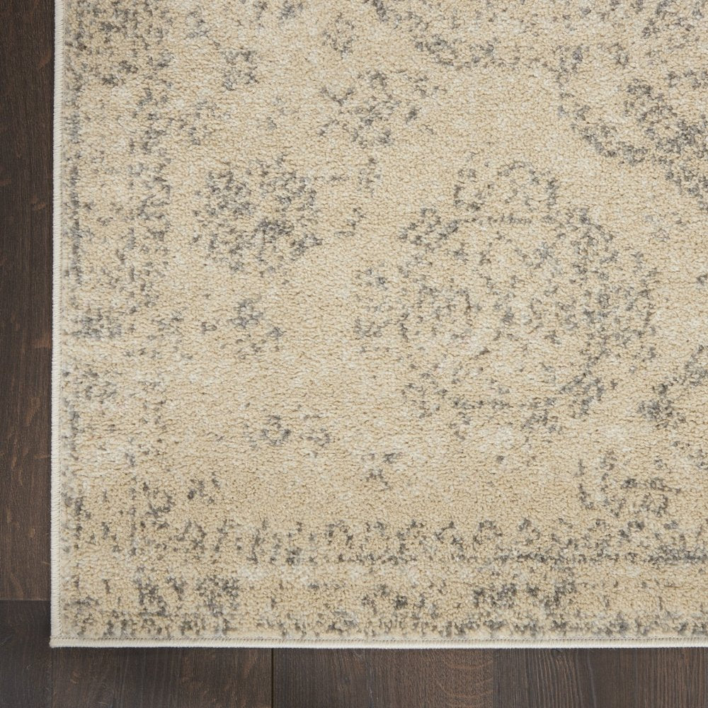 Beige And Gray Geometric Distressed Area Rug