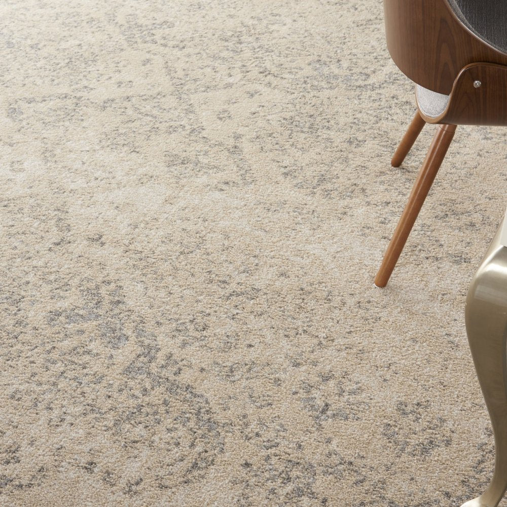 Beige And Gray Geometric Distressed Area Rug