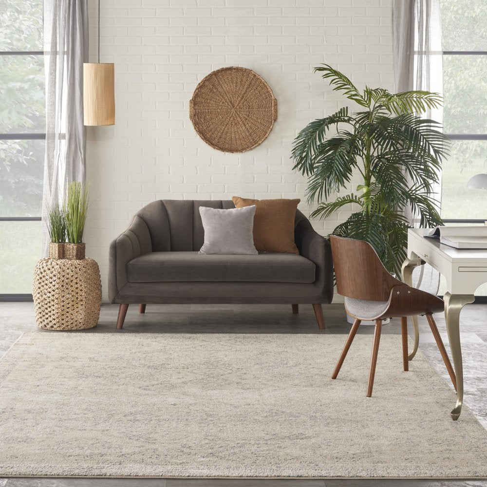 Beige And Gray Geometric Distressed Area Rug