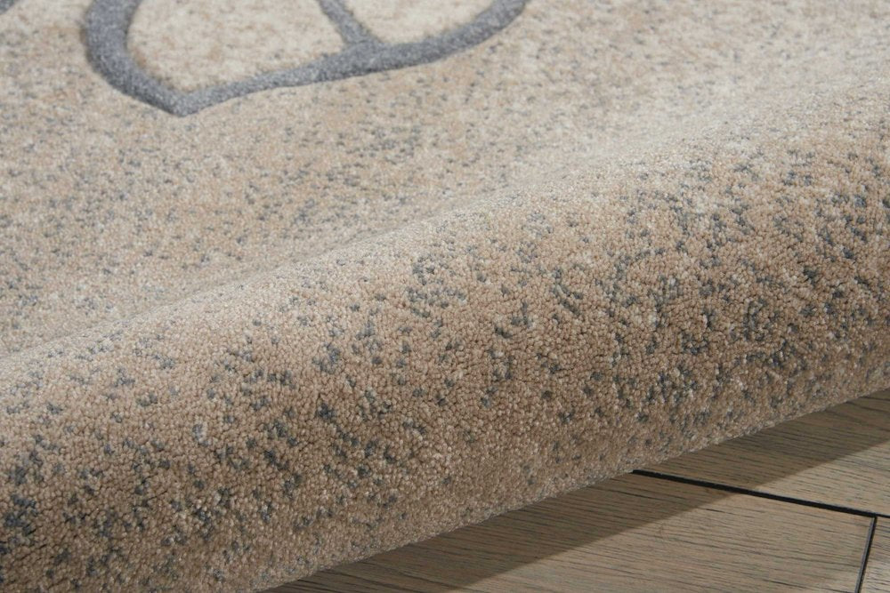 Beige & Gray Botanical Leaves Rug - Organic Modern Design