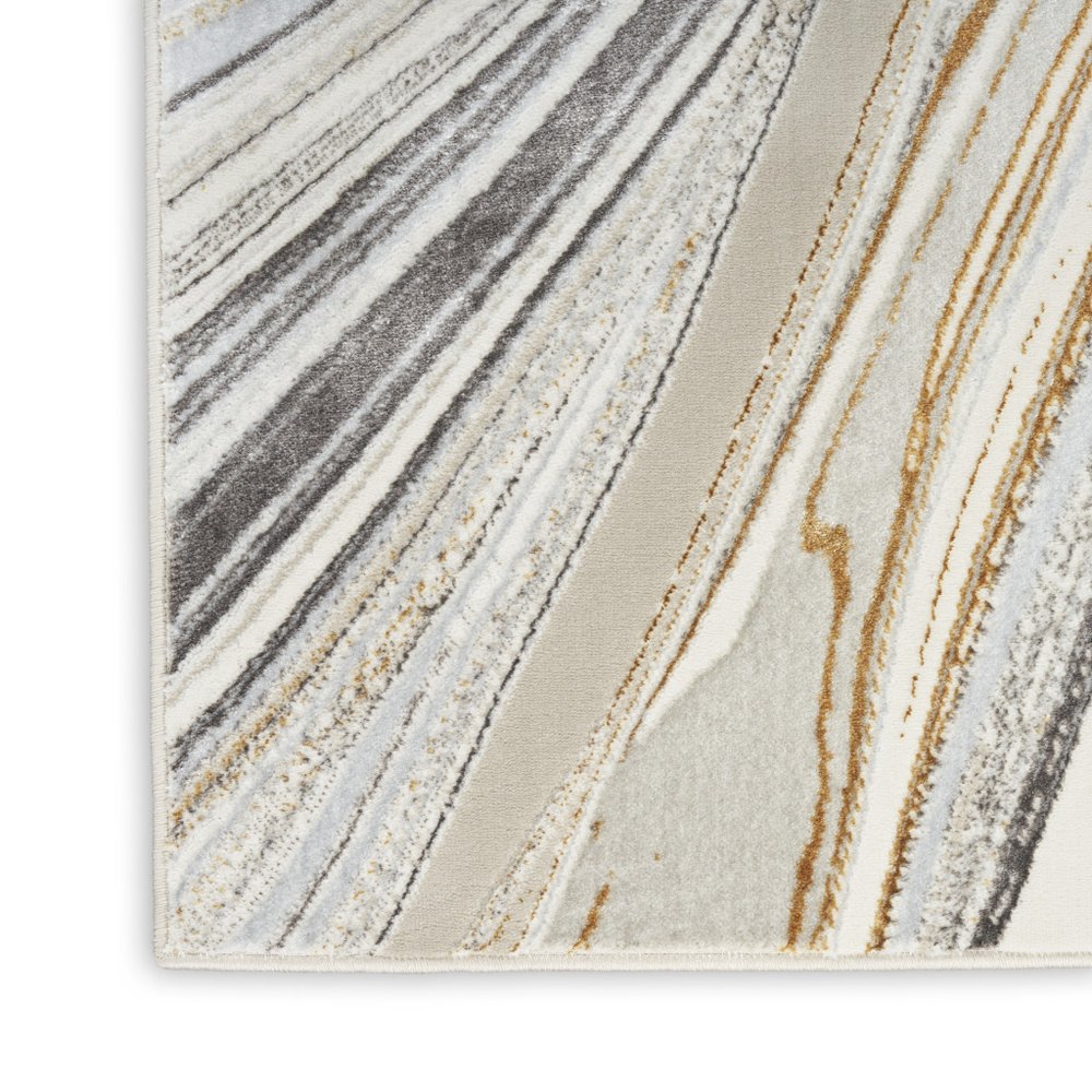 4' X 6' Ivory Gold and Gray Abstract Non Skid Area Rug