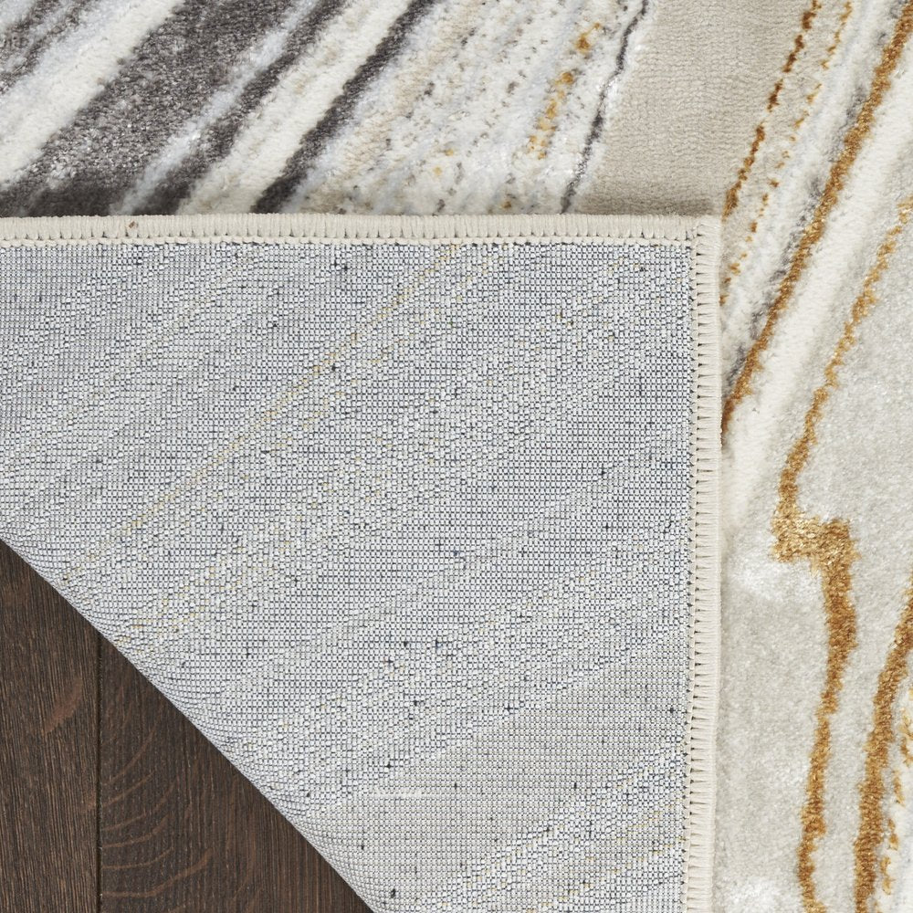 4' X 6' Ivory Gold and Gray Abstract Non Skid Area Rug
