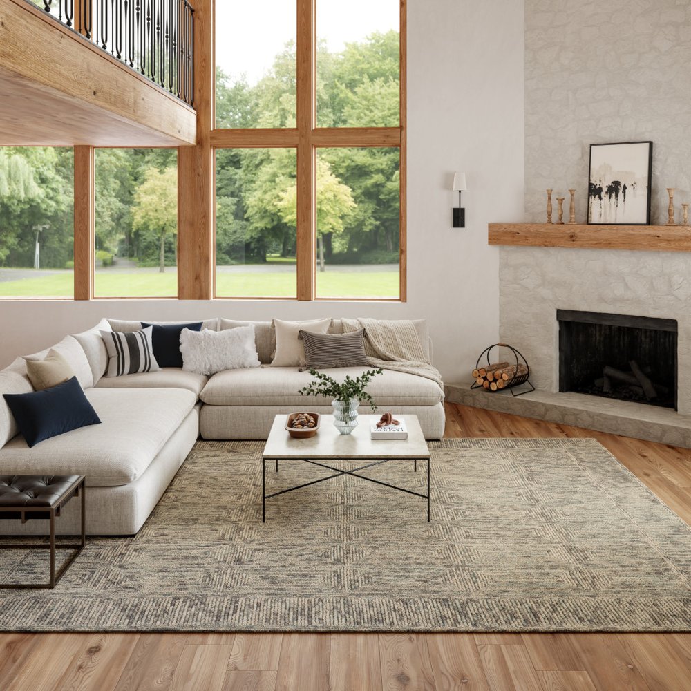8' X 10' Ivory and Gray Wool Geometric Area Rug