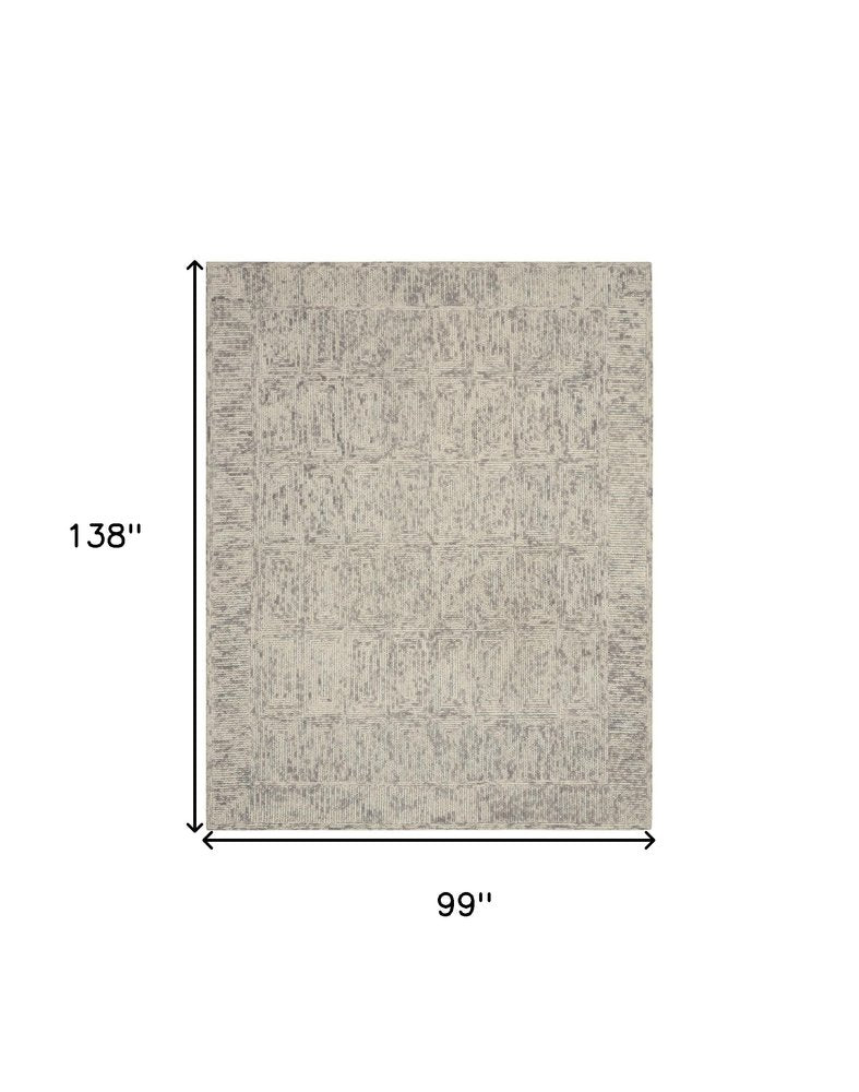 8' X 10' Ivory and Gray Wool Geometric Area Rug