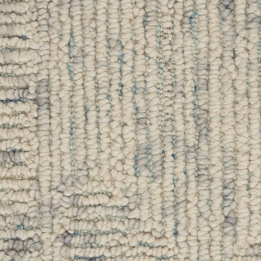 8' X 10' Ivory and Gray Wool Geometric Area Rug
