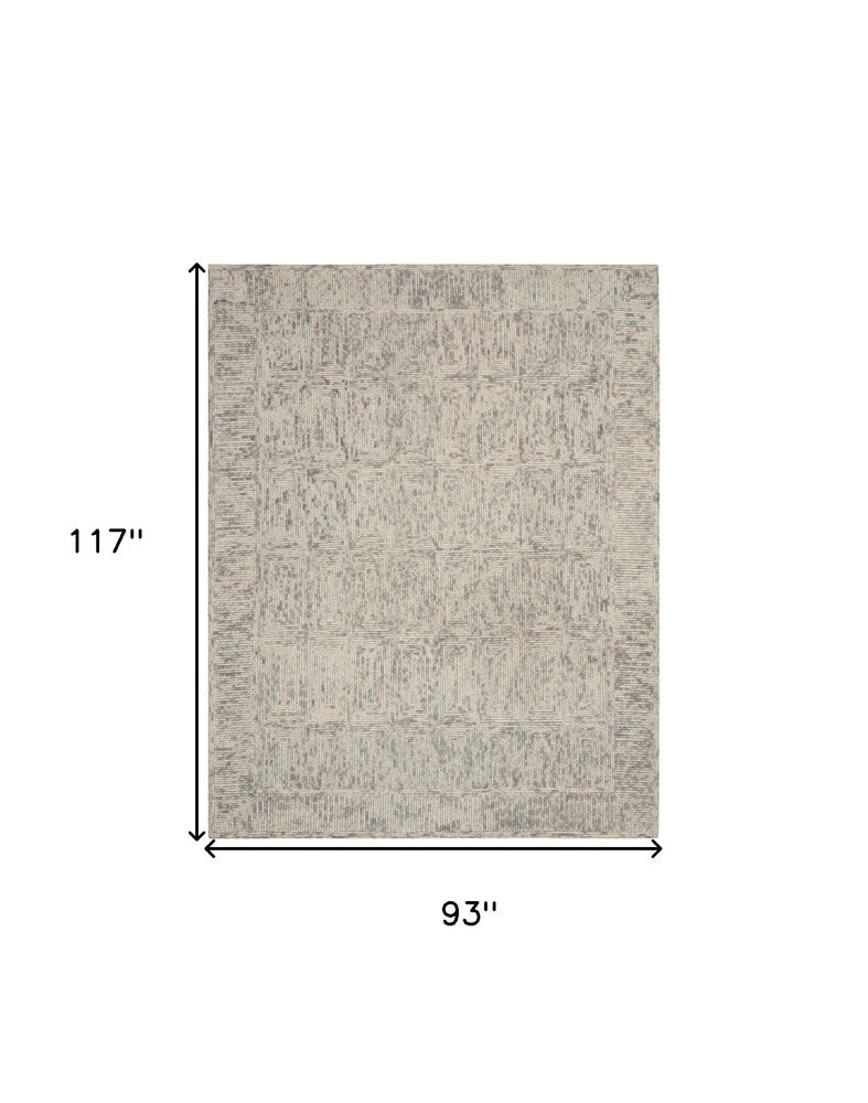 8' X 10' Ivory and Gray Wool Geometric Area Rug