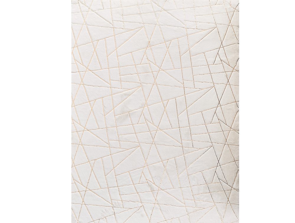 White Gold Faux Sheepskin Geometric Area Rug - 6x9 Washable | AUREMI