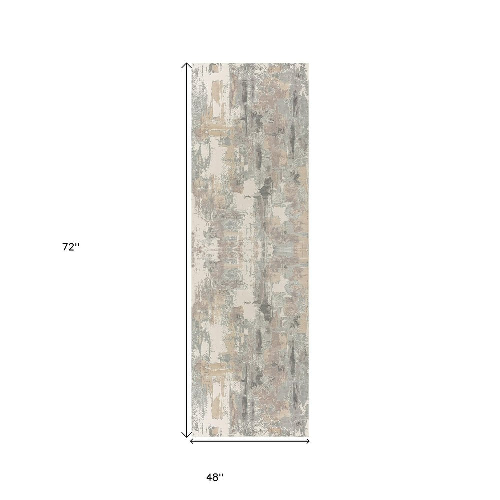 Beige and Gray Abstract Area Rug