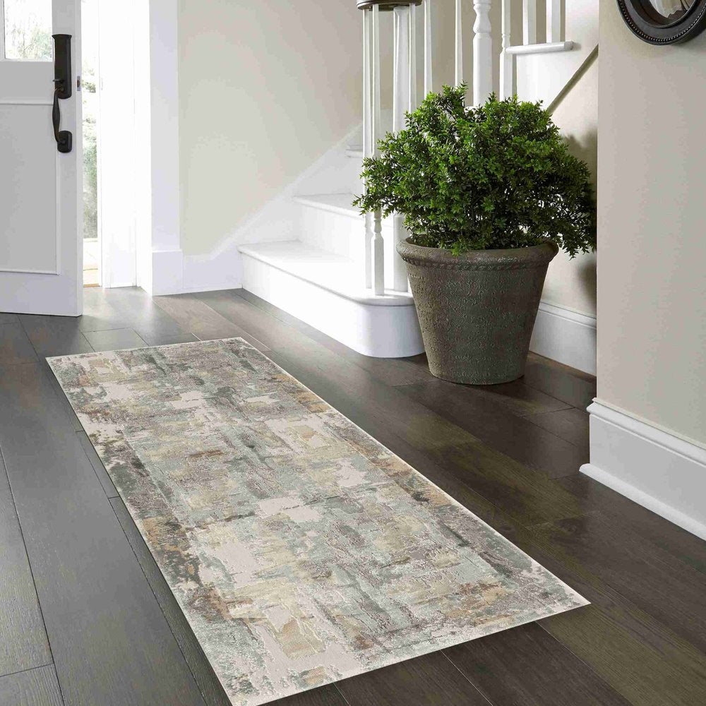 Beige and Gray Abstract Area Rug