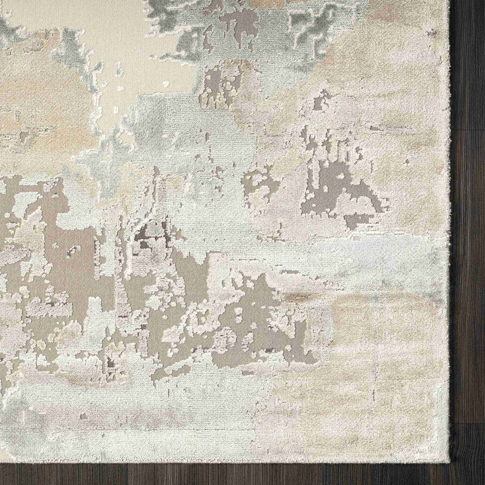 Beige and Gray Abstract Area Rug