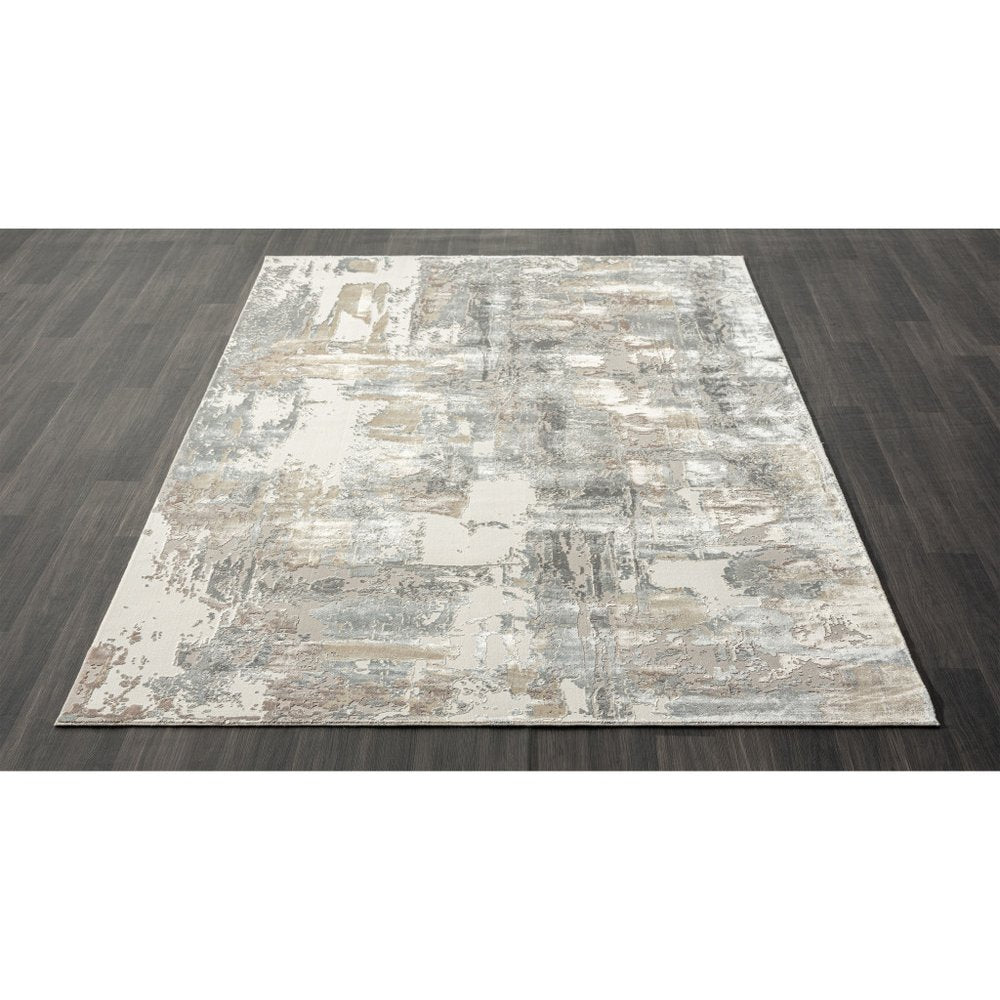 Beige and Gray Abstract Area Rug